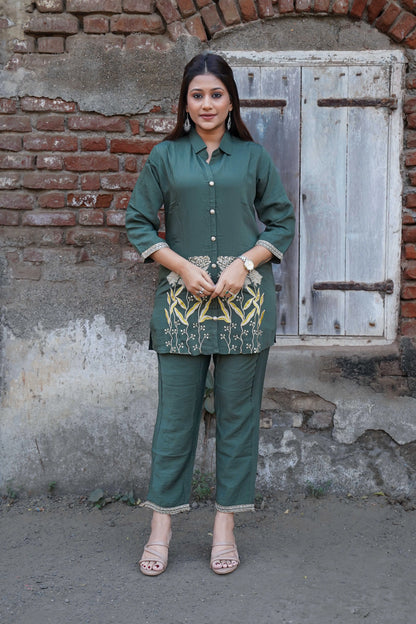 Elegant Green  Co-Ord Set in Imported Fabric for Women
