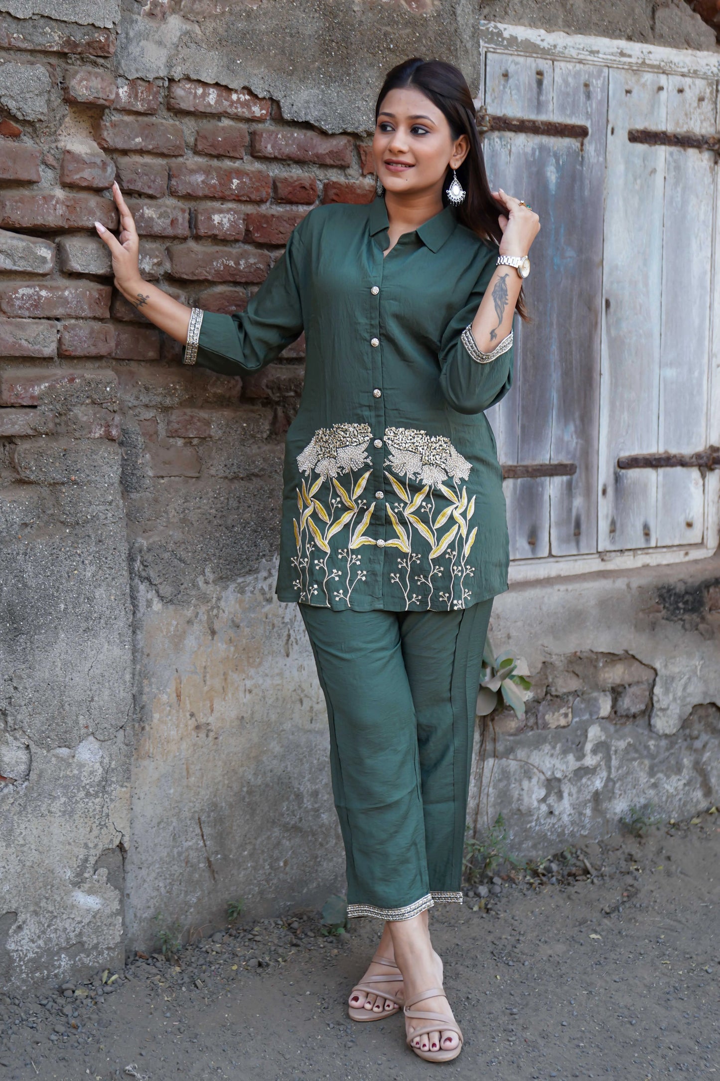 Elegant Green  Co-Ord Set in Imported Fabric for Women